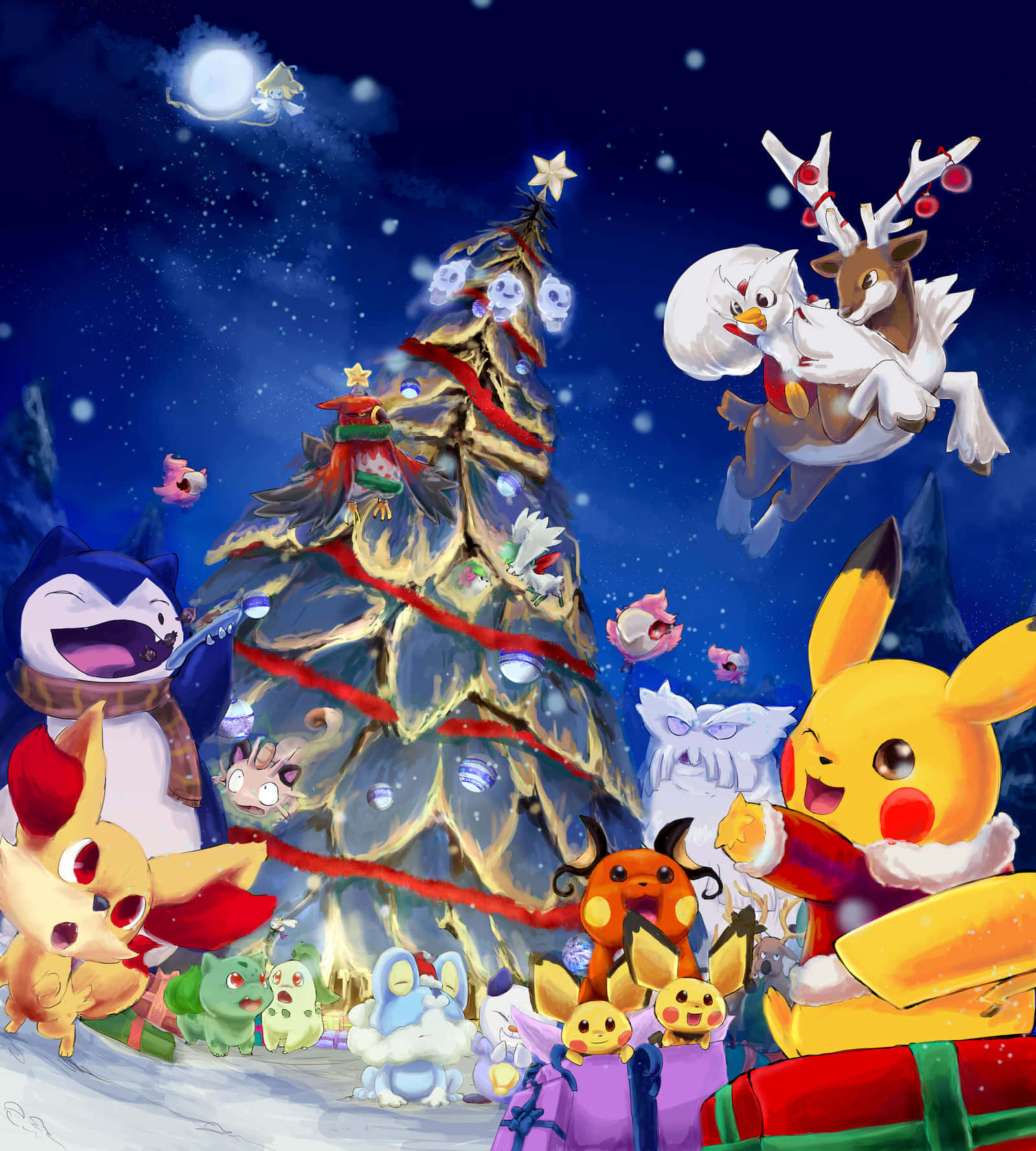 Celebrandola Navidad Con Pokemon Fondo de pantalla