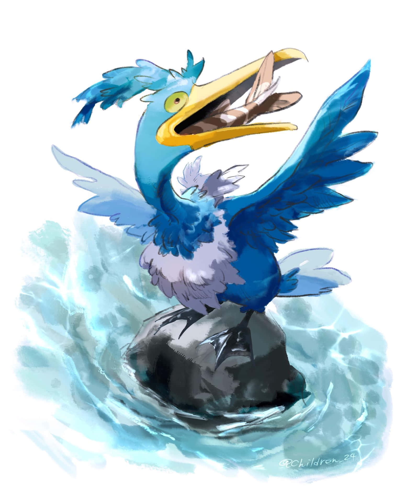 Pokémoncramorant En Piedra Del Mar Fondo de pantalla