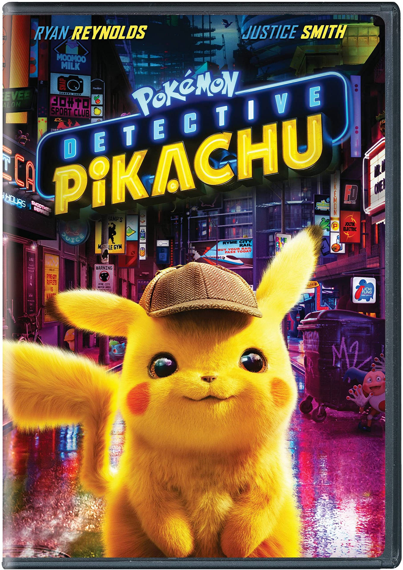 Pokemondetective Pikachu Filmaffisch Med Ryan Reynolds Och Justice Smith. Wallpaper