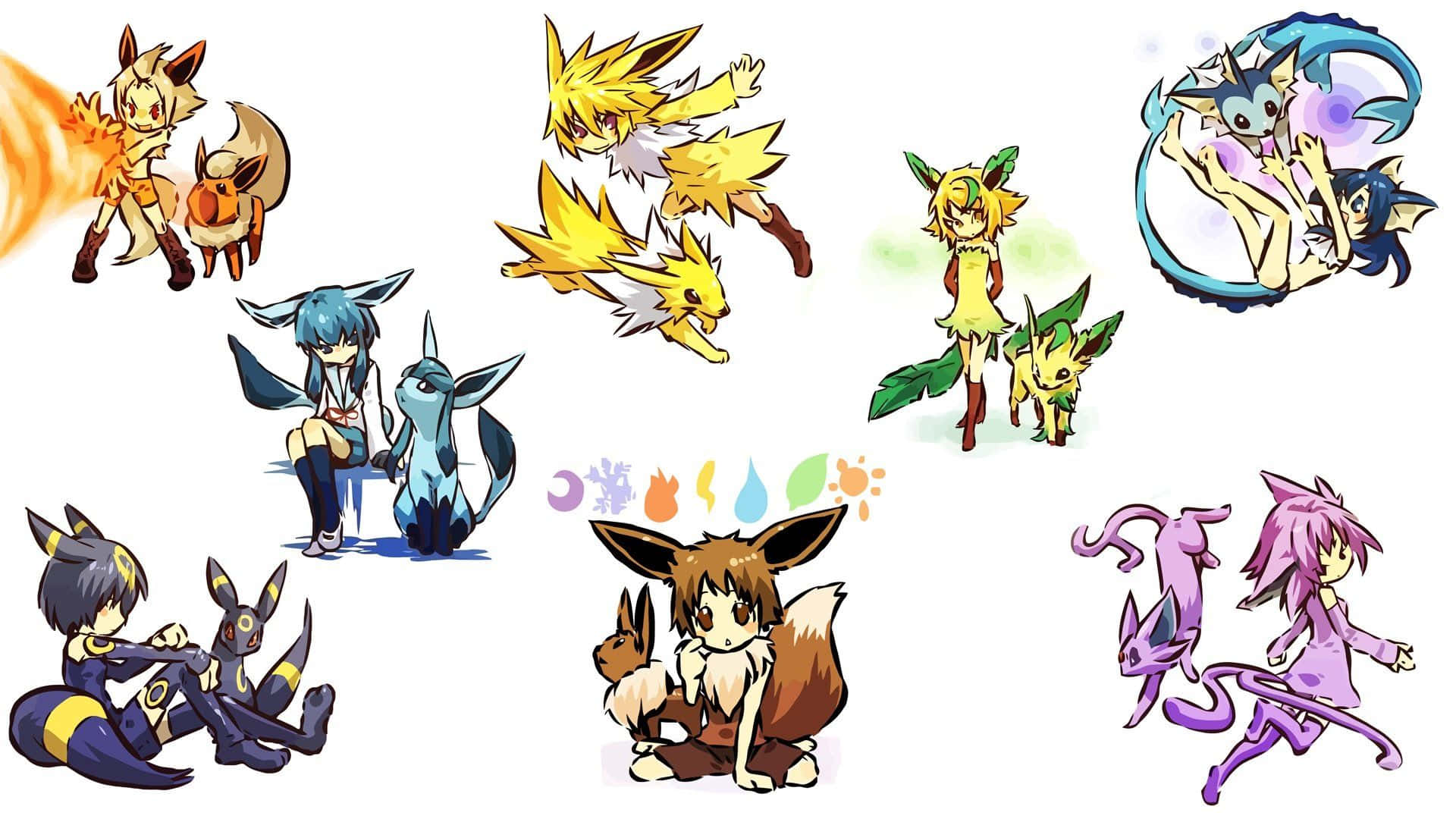 Pokemon Eevee - A Collection Of Different Pokemon Characters Wallpaper