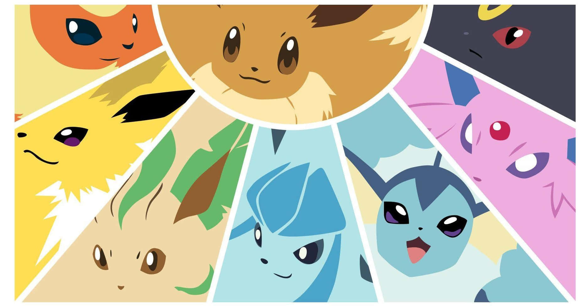 Pokémon Eevee Vector Evolutions On Rays Wallpaper