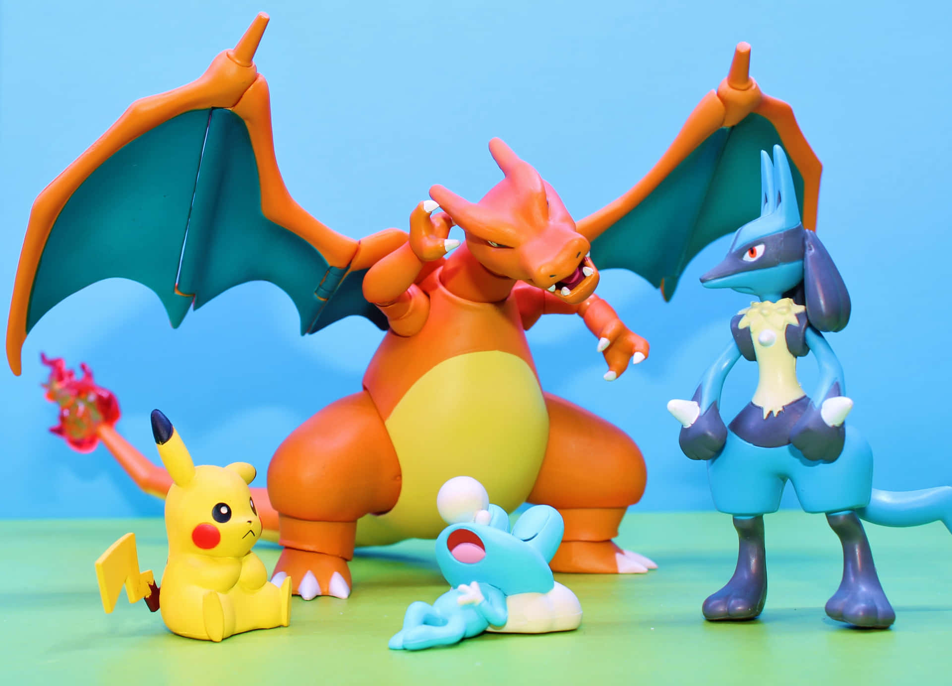 A variety of colorful Pokemon figures Wallpaper
