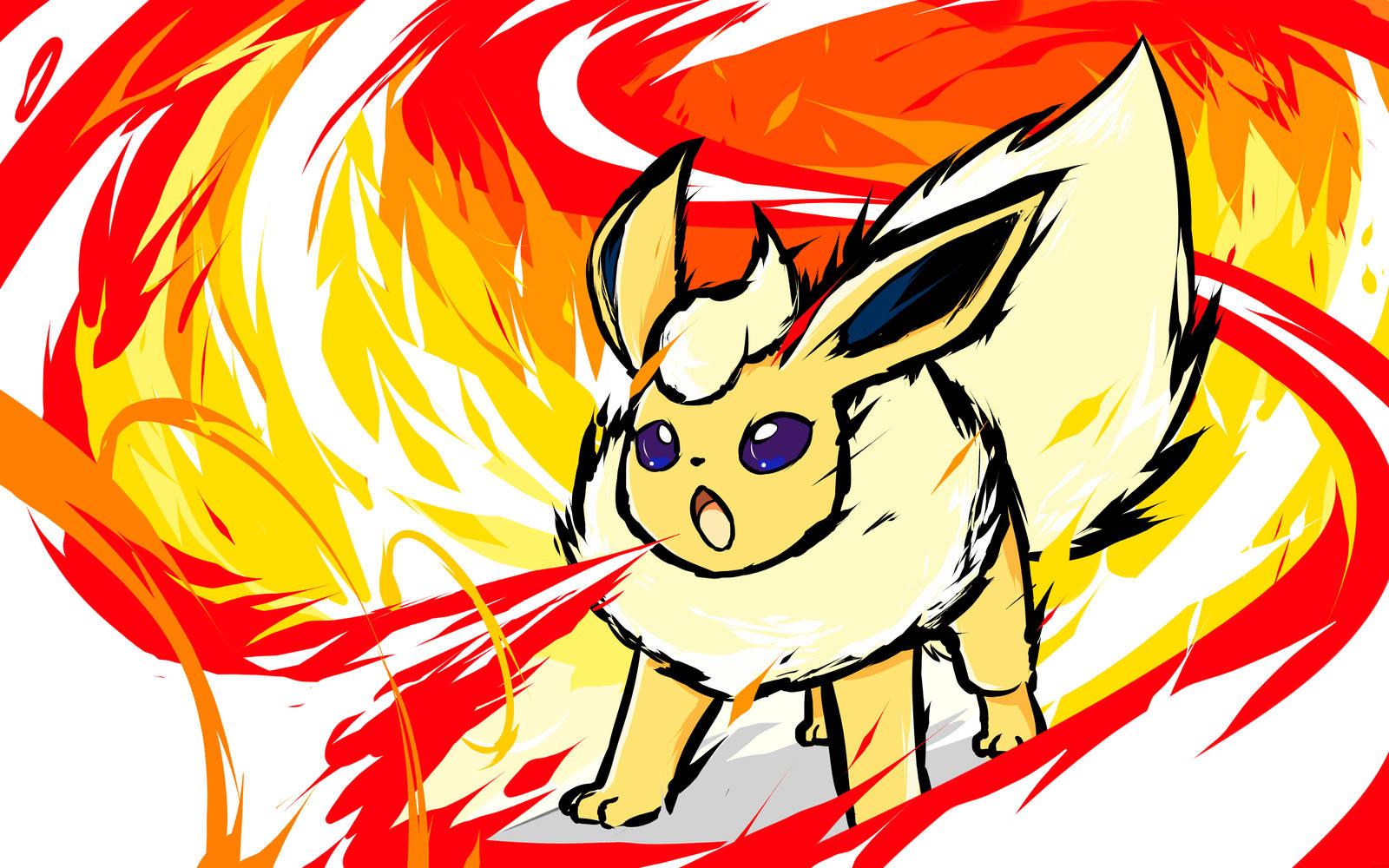 Pokemon Flareon Blowing Fire From Mouth Wallpaper