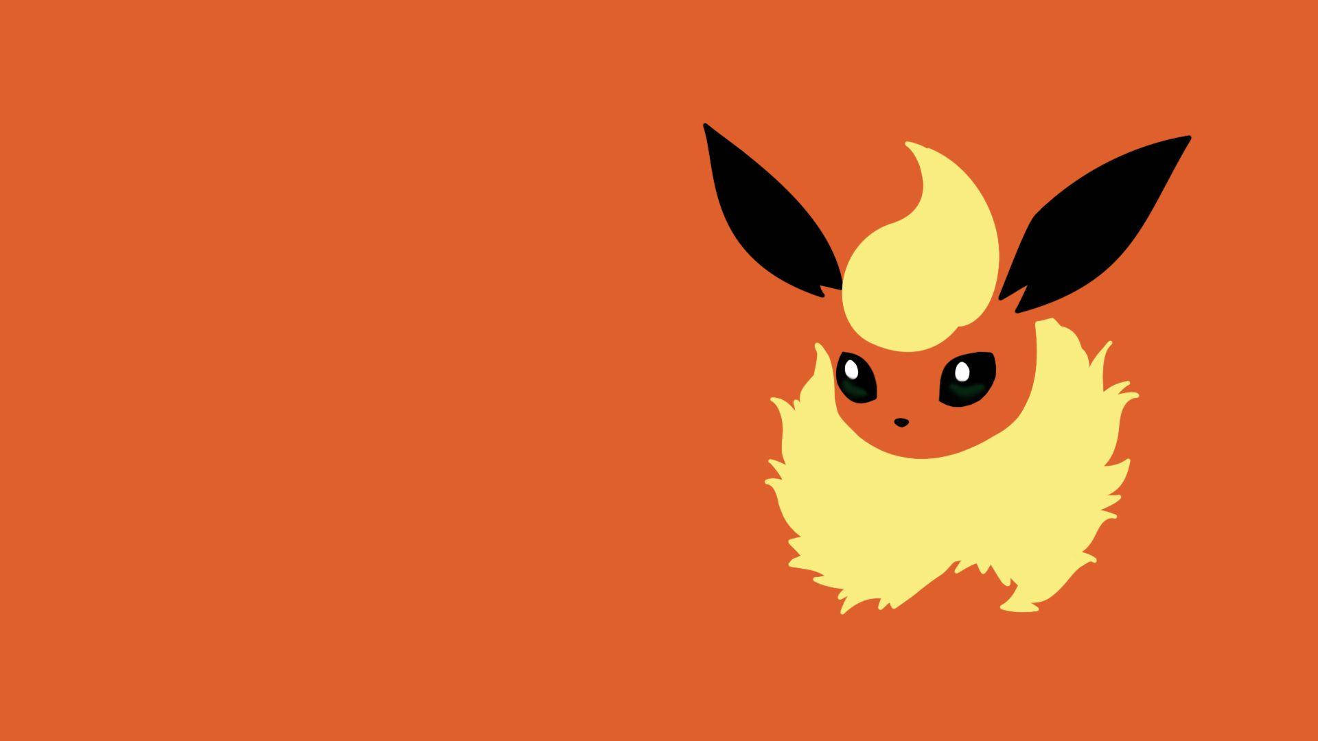 Pokemon Flareon On Orange Background Wallpaper