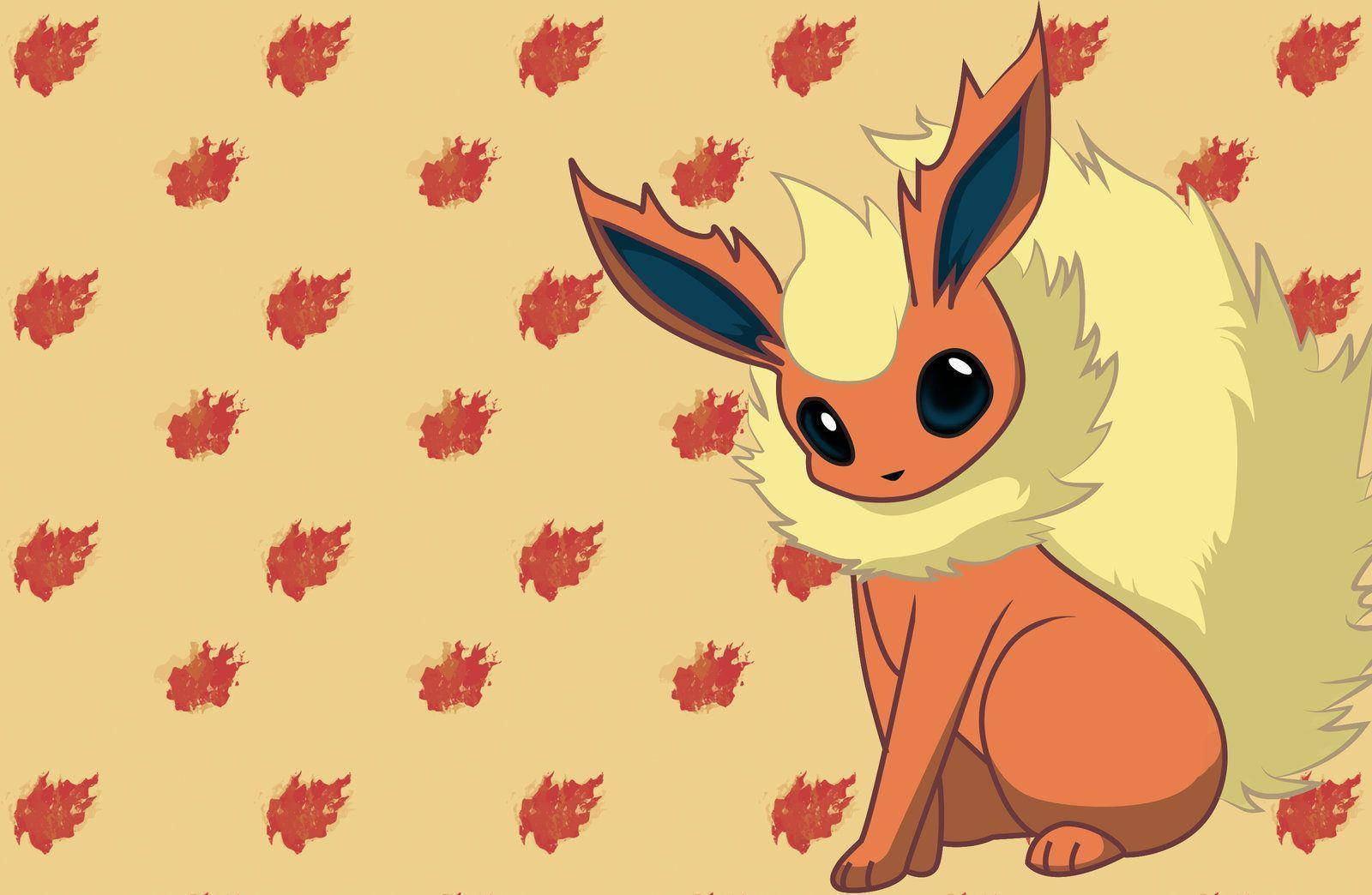 Pokemon Flareon With Patterned Background Wallpaper