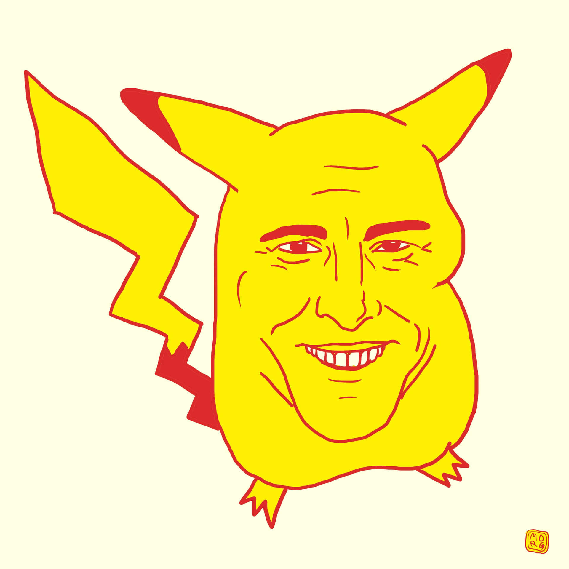 Einezeichnung Von Pikachu Mit Einem Lächeln