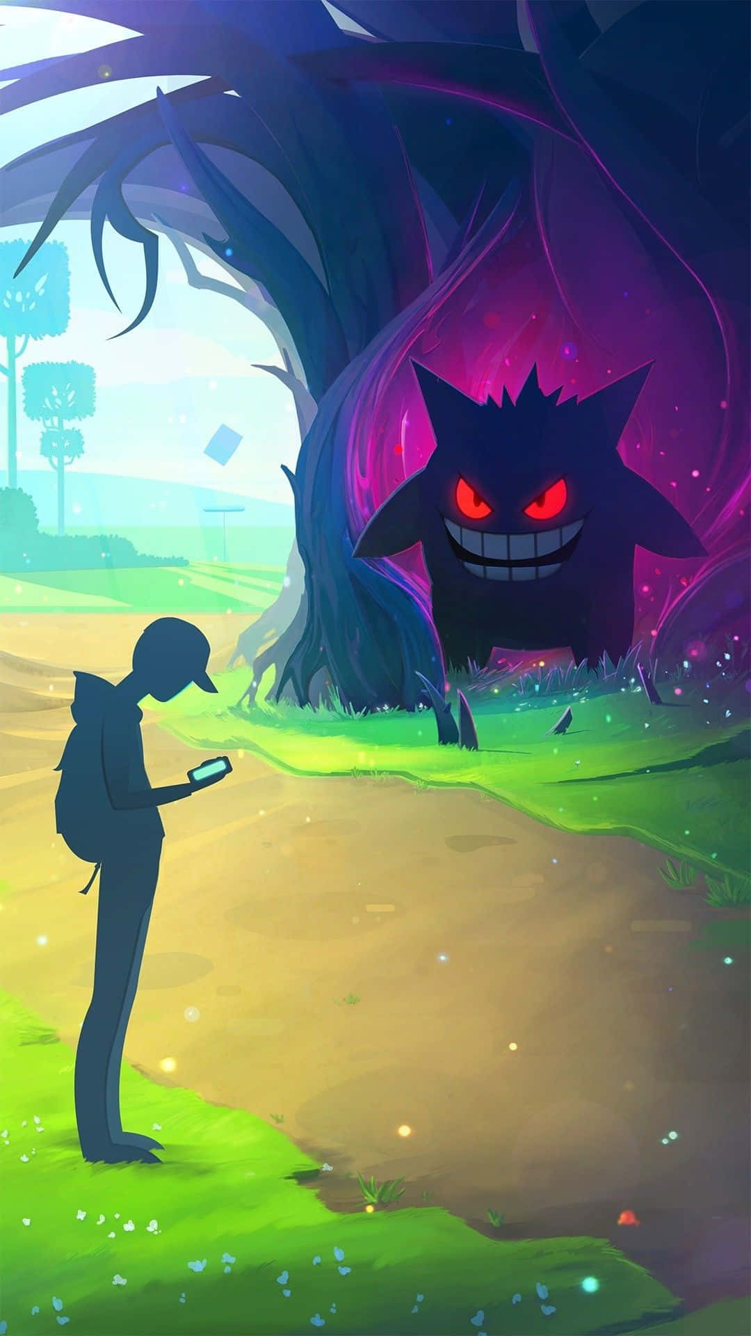 Pokémonxy - Ein Mann Steht Vor Einem Baum Wallpaper