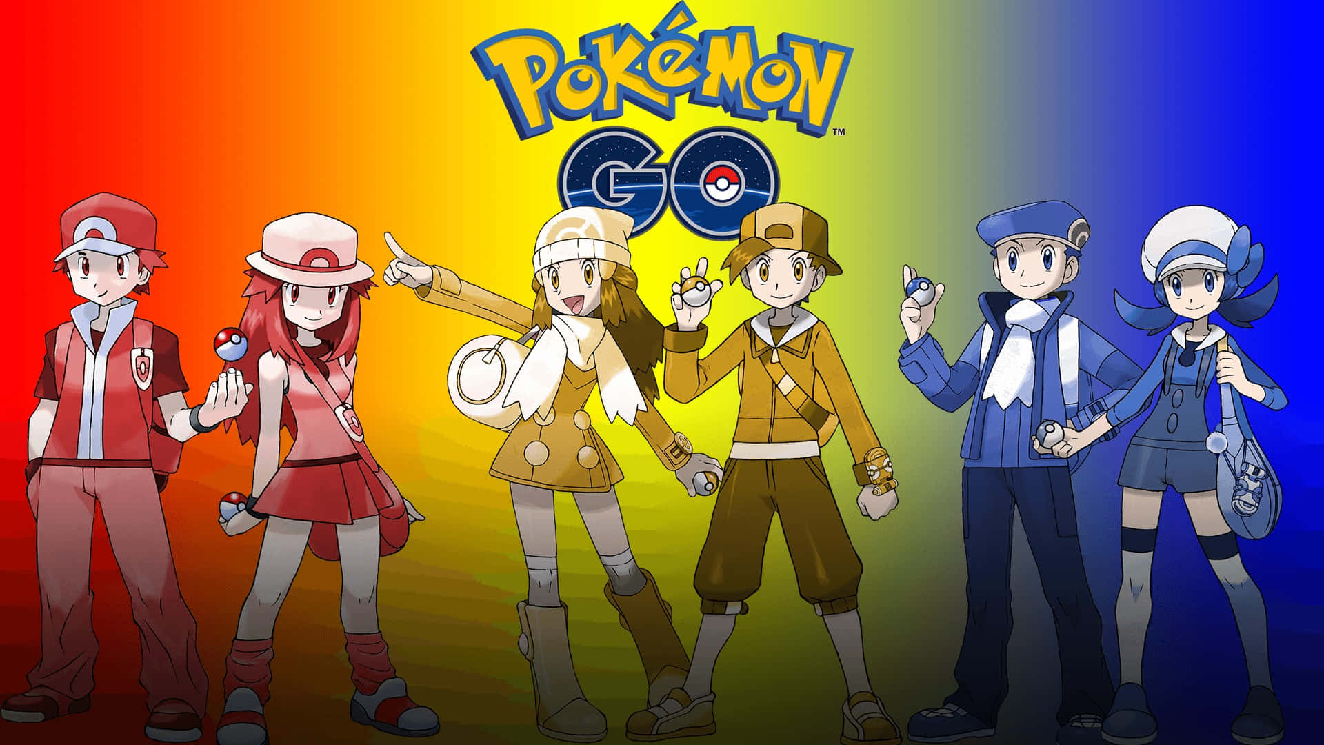Pokemon Go Trainers Rainbow Background Wallpaper