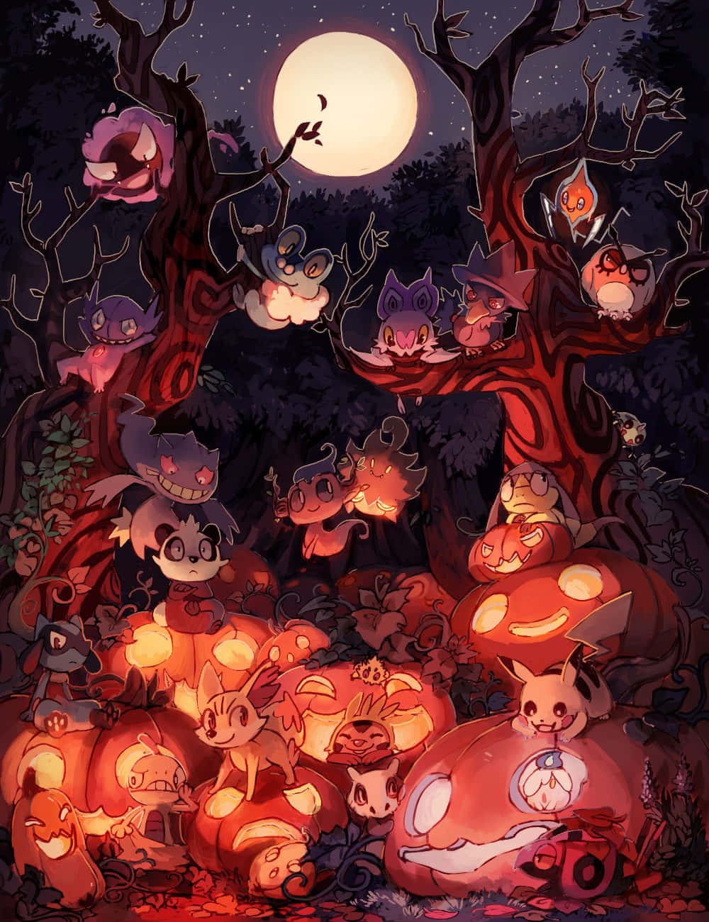 Fejre Halloween med Pikachu og alle dine yndlings Pokemon! Wallpaper