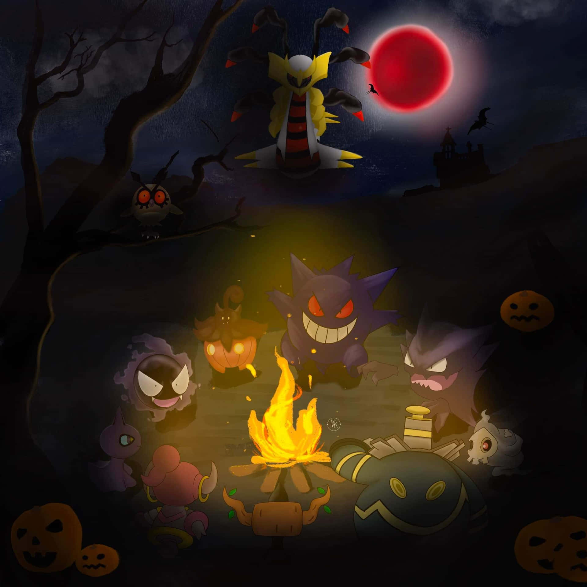 Pokémoncampamento De Halloween Junto Al Fuego Fondo de pantalla