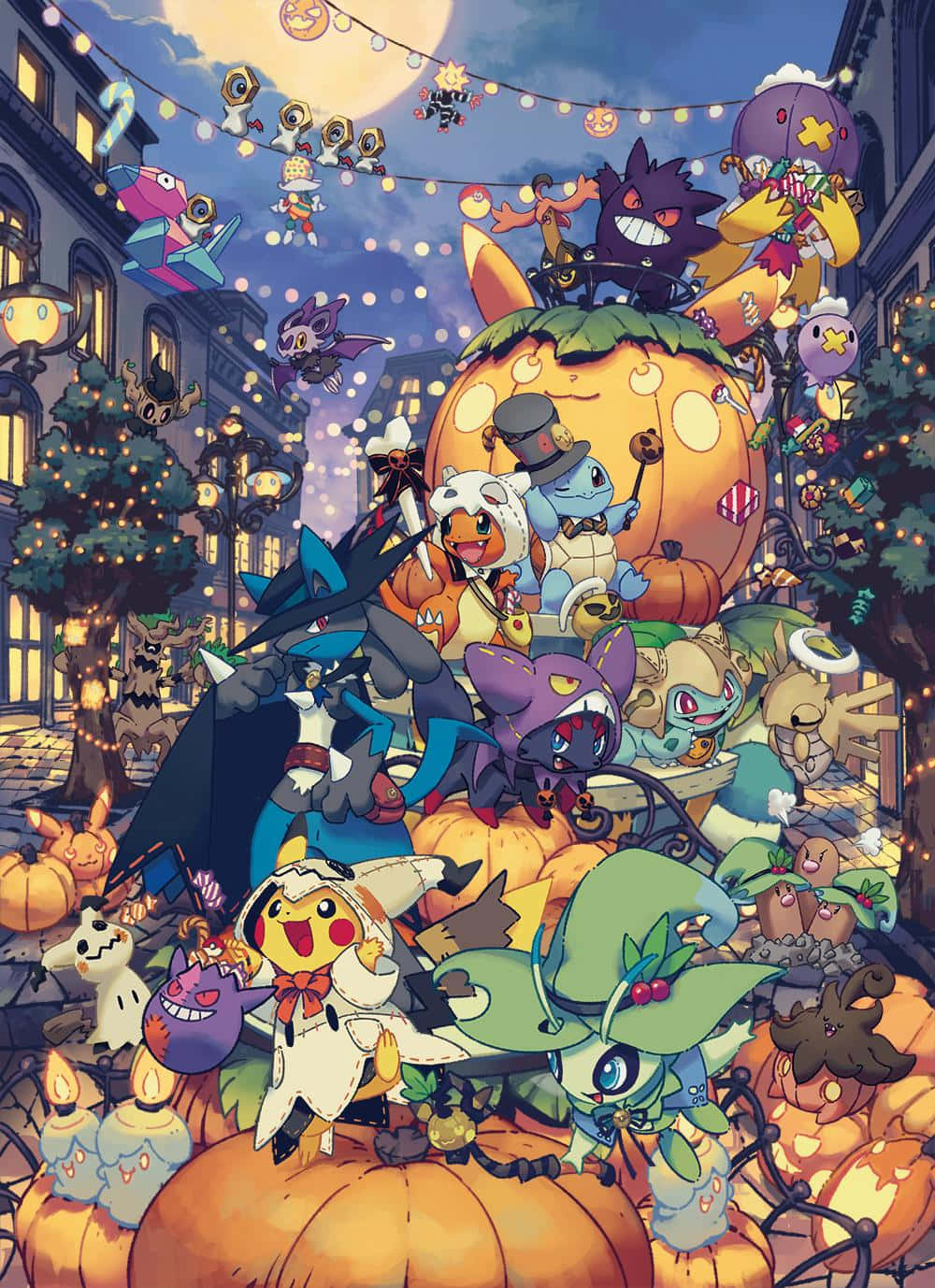 Festeggiamentidi Halloween Con Pokemon Sfondo