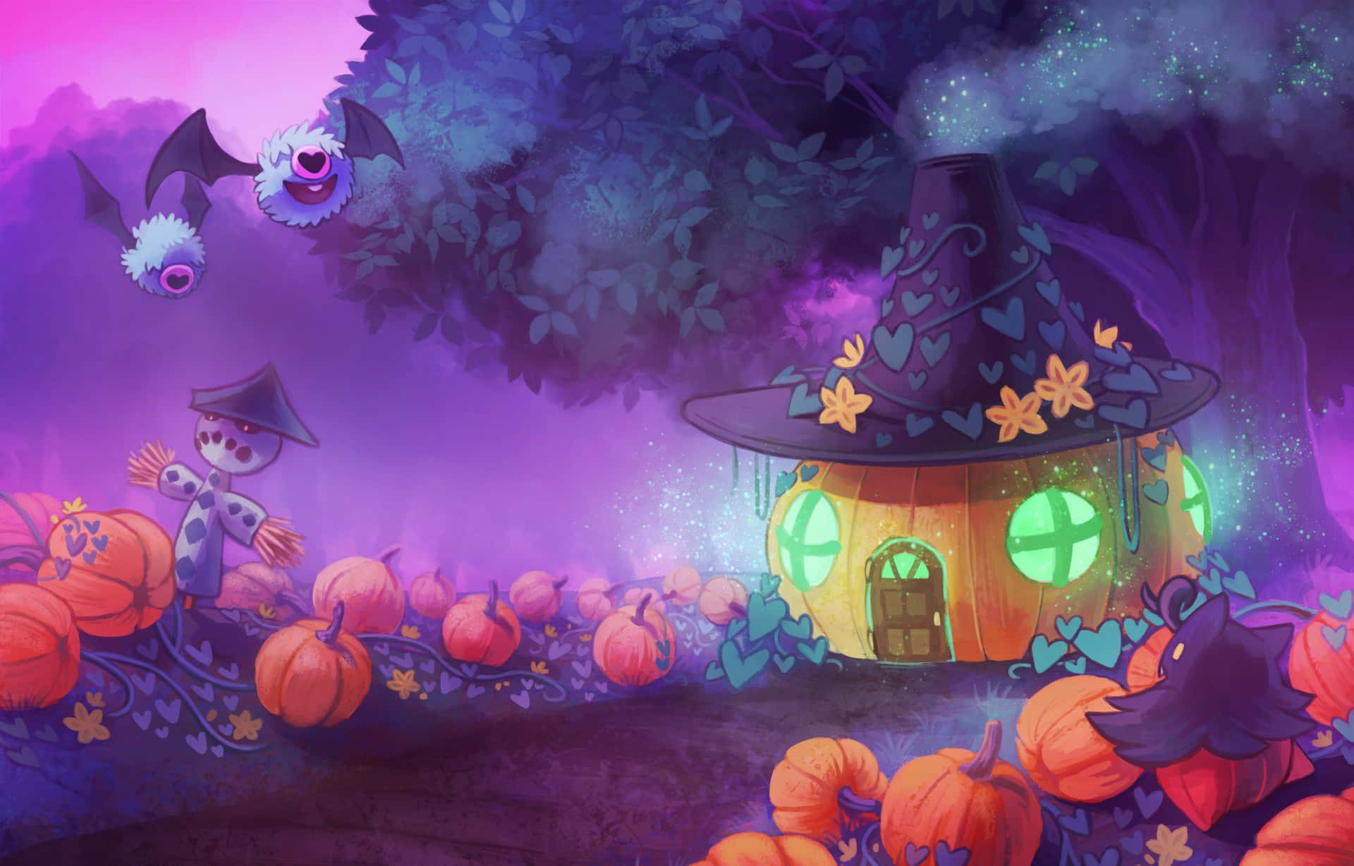 Få ånden af Halloween med dine yndlings Pokemon figurer Wallpaper