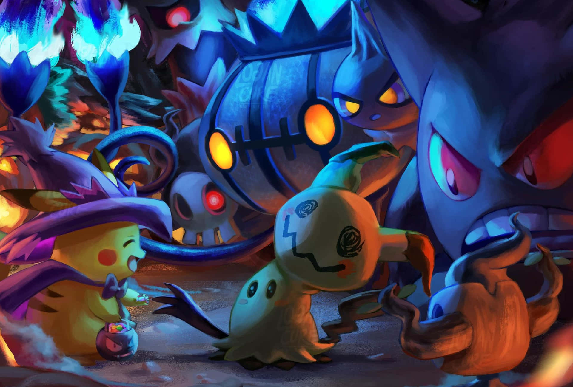 Entranello Spirito Spettrale Di Halloween Con I Tuoi Personaggi Pokemon Preferiti! Sfondo