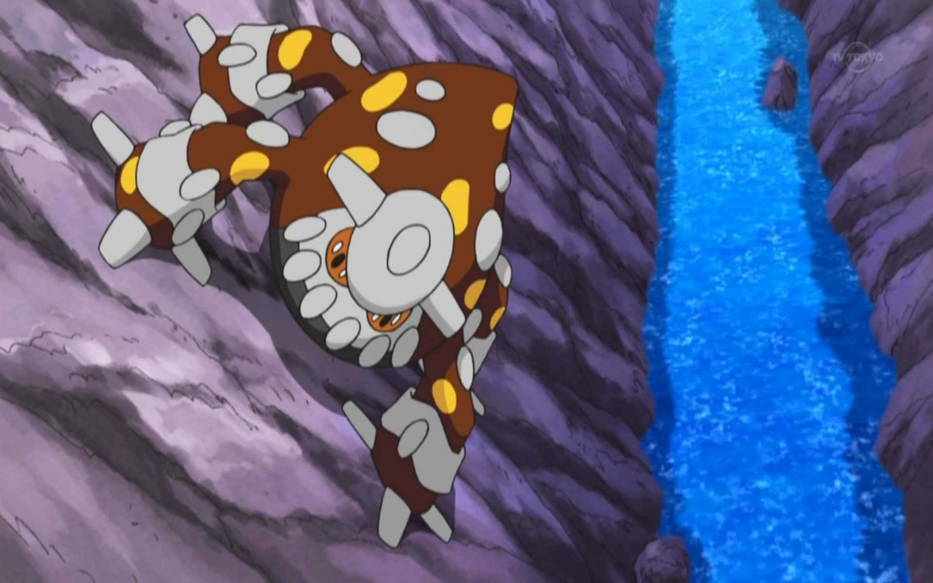 Pokemon Heatran Crawling By The Water Wallpaper