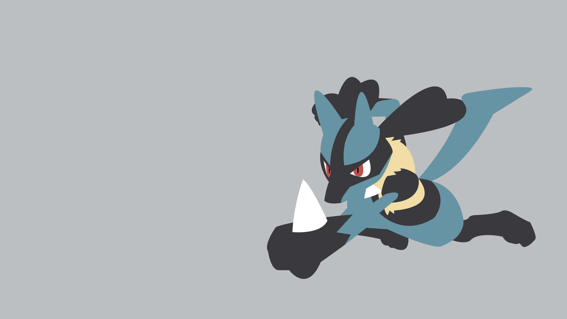 Lucariode Pokémon En Gris Minimalista. Fondo de pantalla