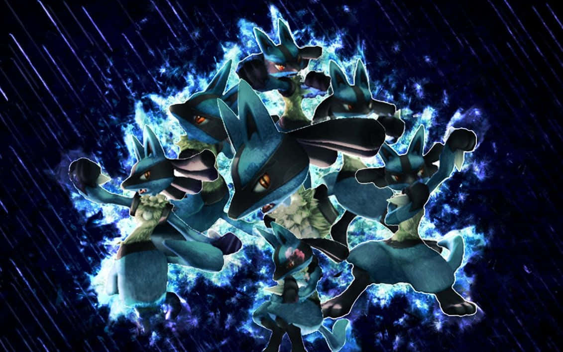 Collageazul De Pokémon Lucario. Fondo de pantalla