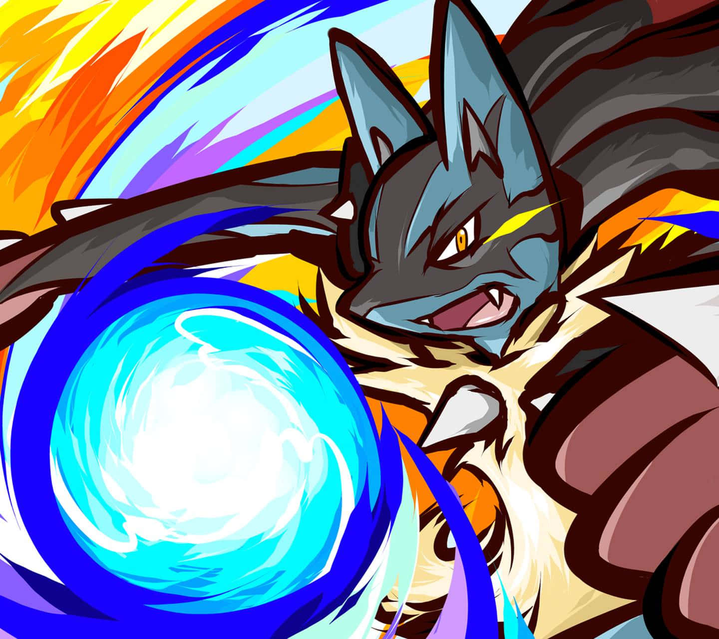 (pokemon Mega Lucario Aura Sphere Attack) Wallpaper