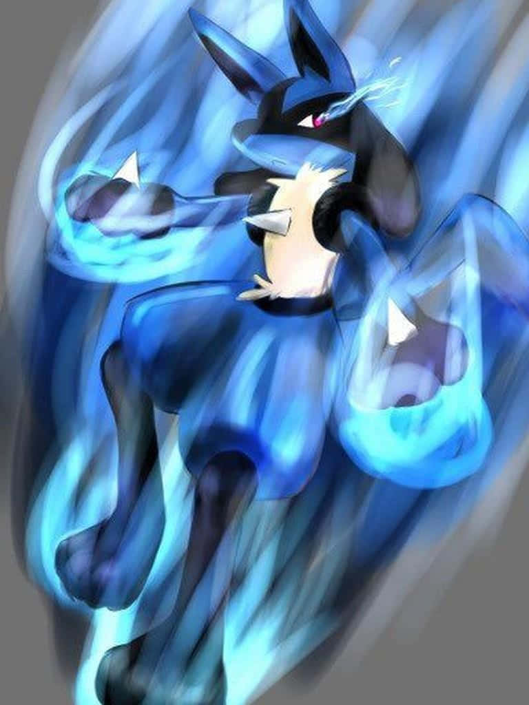 Lucariode Pokémon Con Una Fuerte Aura Azul. Fondo de pantalla