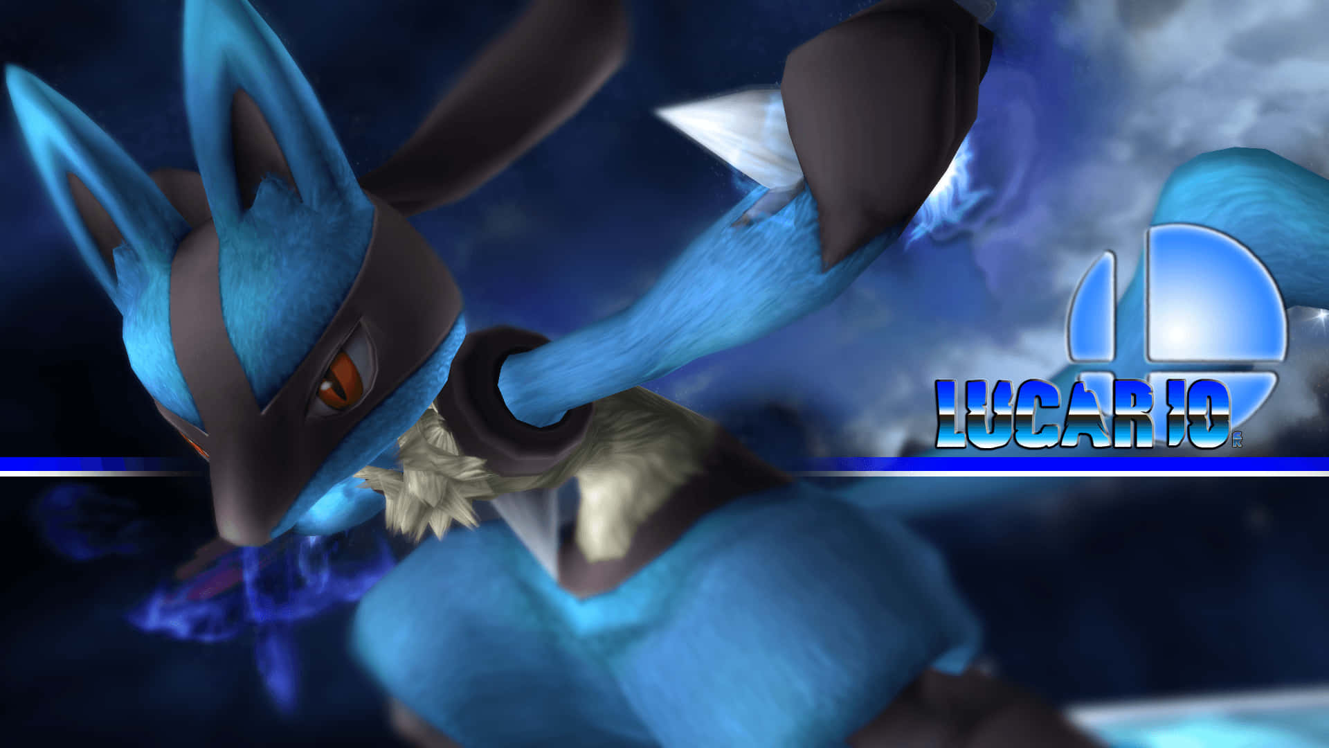 Lucariode Pokémon En Gradiente Azul. Fondo de pantalla