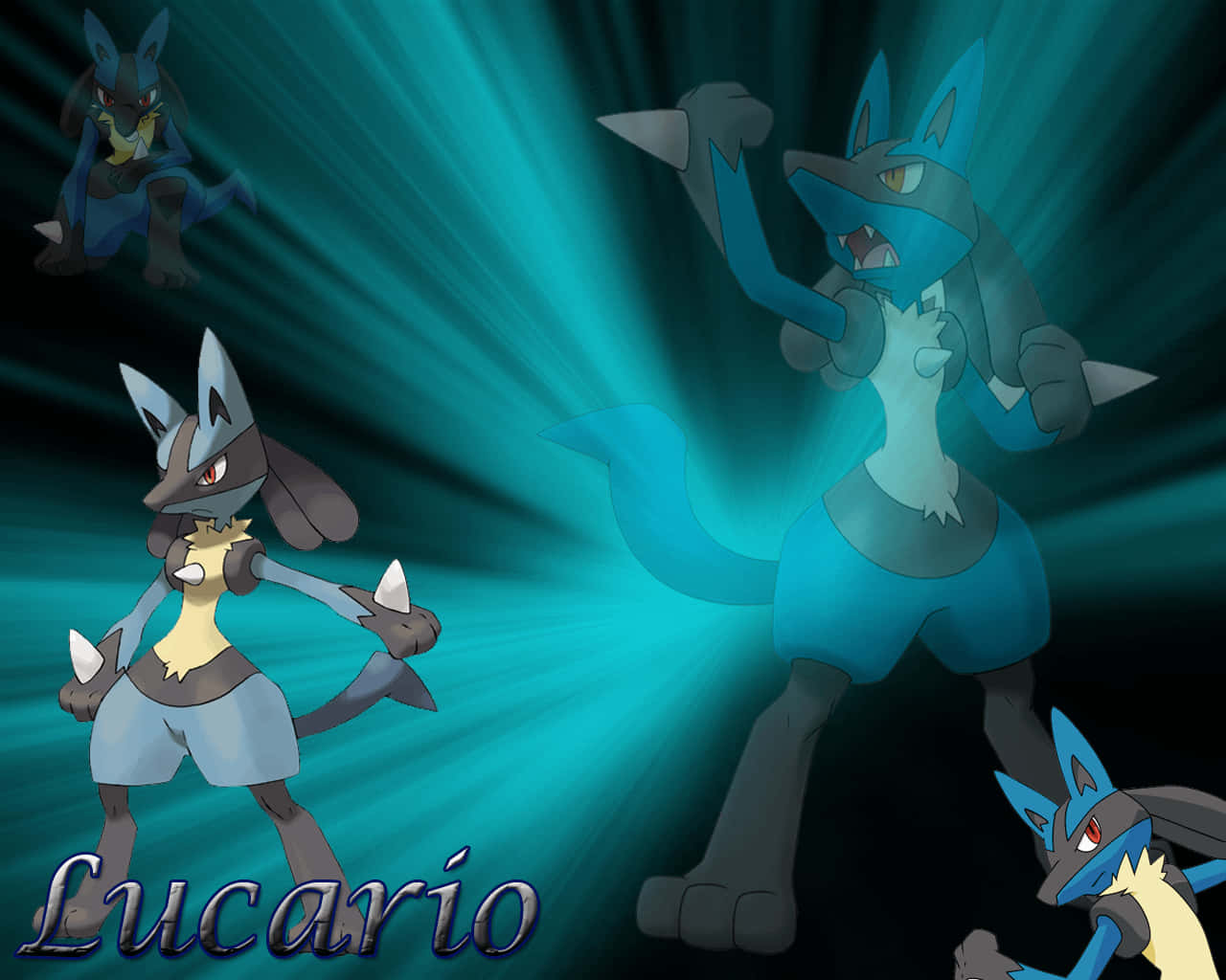 Blaugrün Spotlight Pokemon Lucario Wallpaper