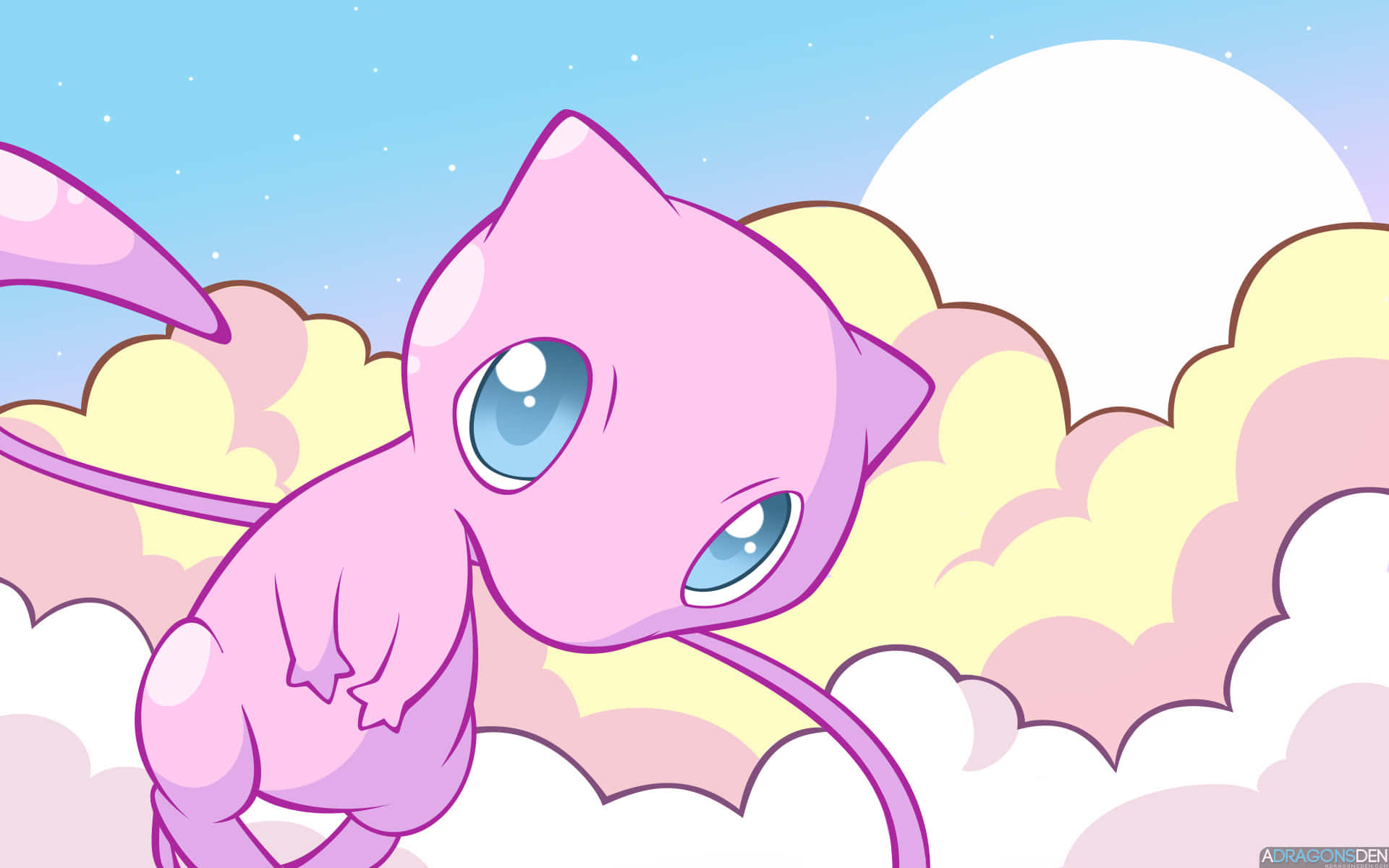 A Pink Pokemon Flying In The Clouds Wallpaper