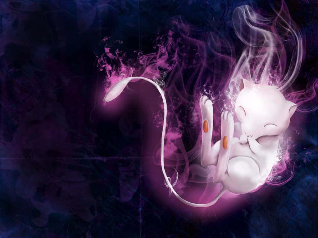 A White Cat With Purple Smoke And A Pink Background Wallpaper