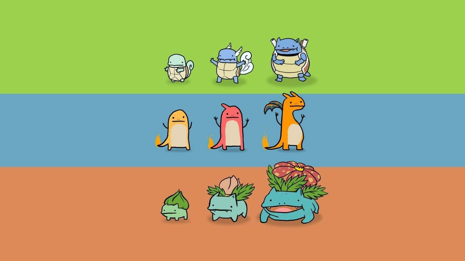 A tribute to classic Pokemon characters in Minimalist style Wallpaper