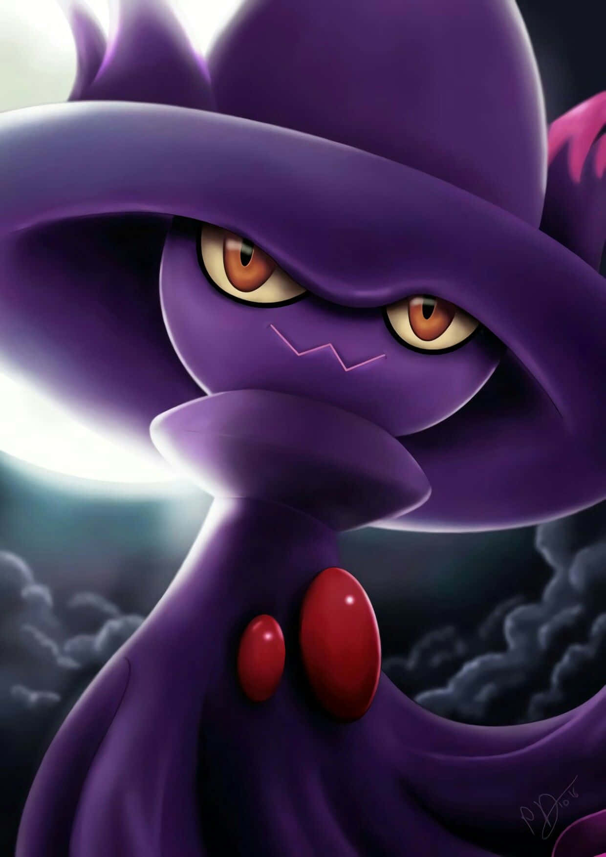 Pokémonmismagius Con Luna Brillante. Fondo de pantalla