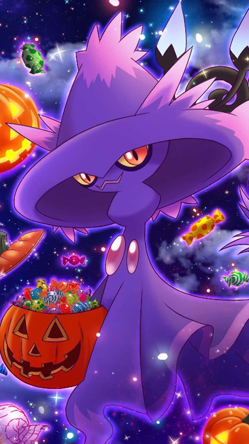 Pokémon Mismagius With Halloween Pumpkin Wallpaper