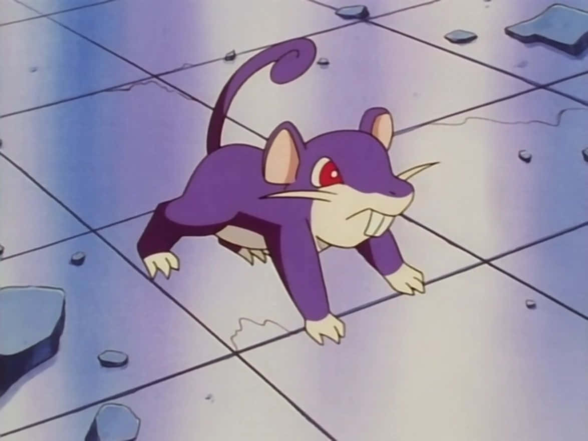 Pokemon Rattata Stretching On A Tiled Floor Wallpaper