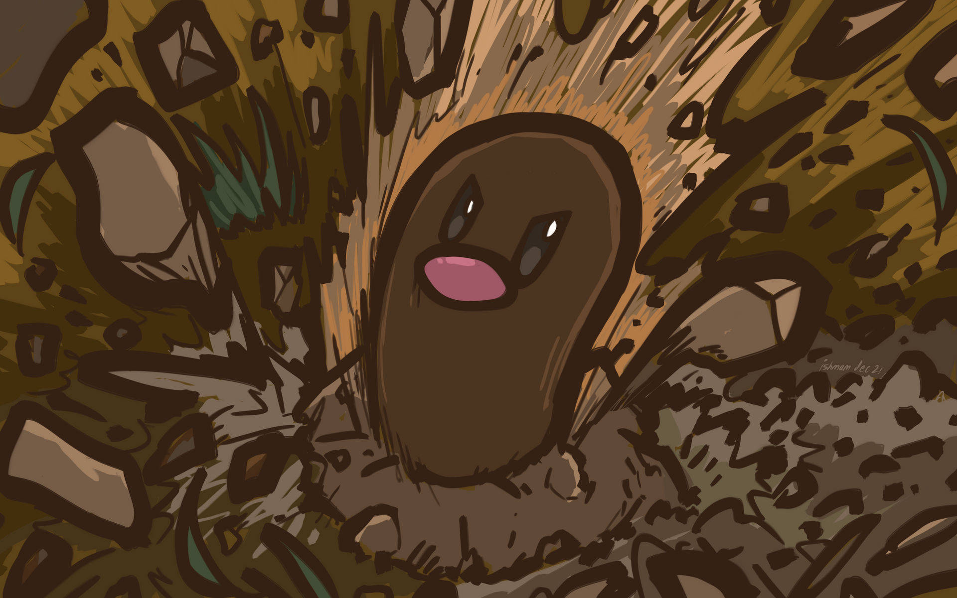 Pokémon's Diglett Angry Face Background