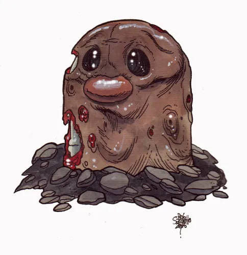 Pokemon's Zombie Diglett med trist ansigt tiltrækker opmærksomhed. Wallpaper