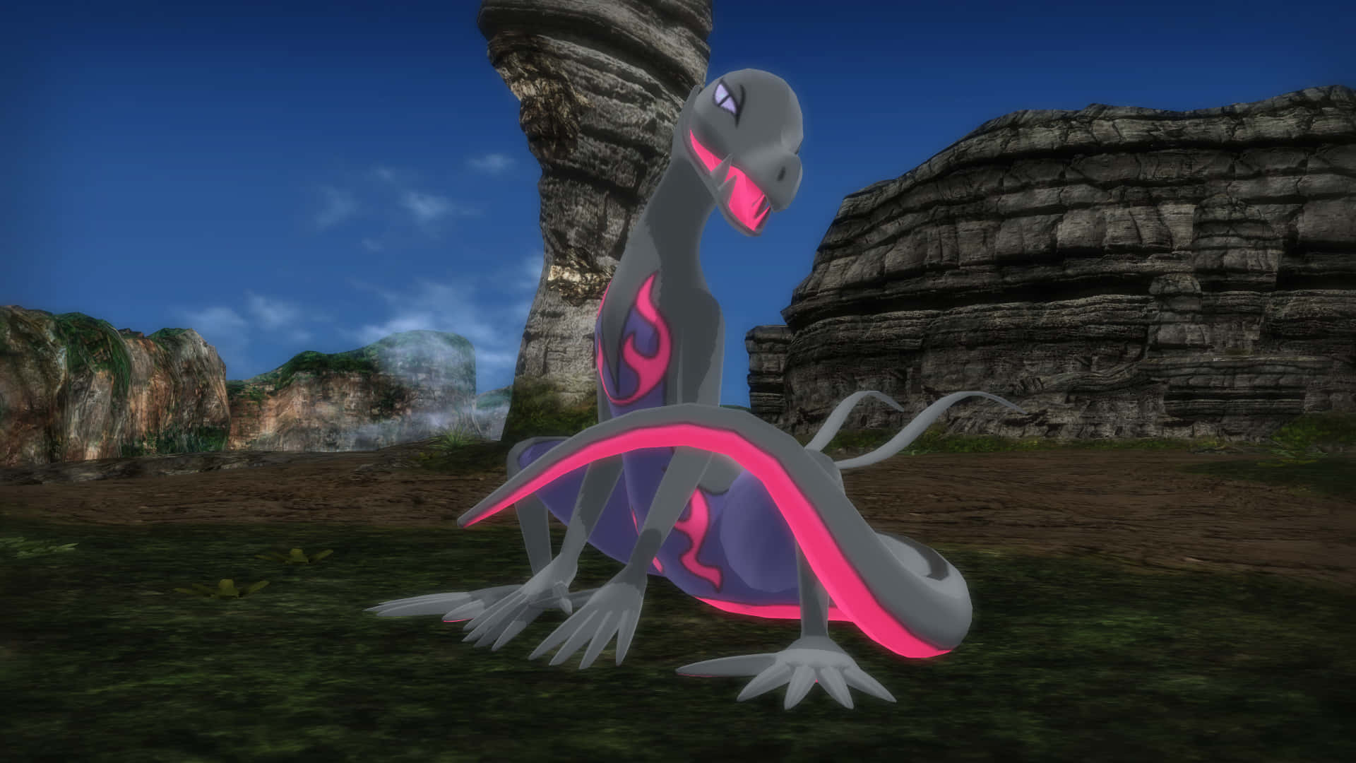 Pokémon Salazzle With Rock Formations Wallpaper