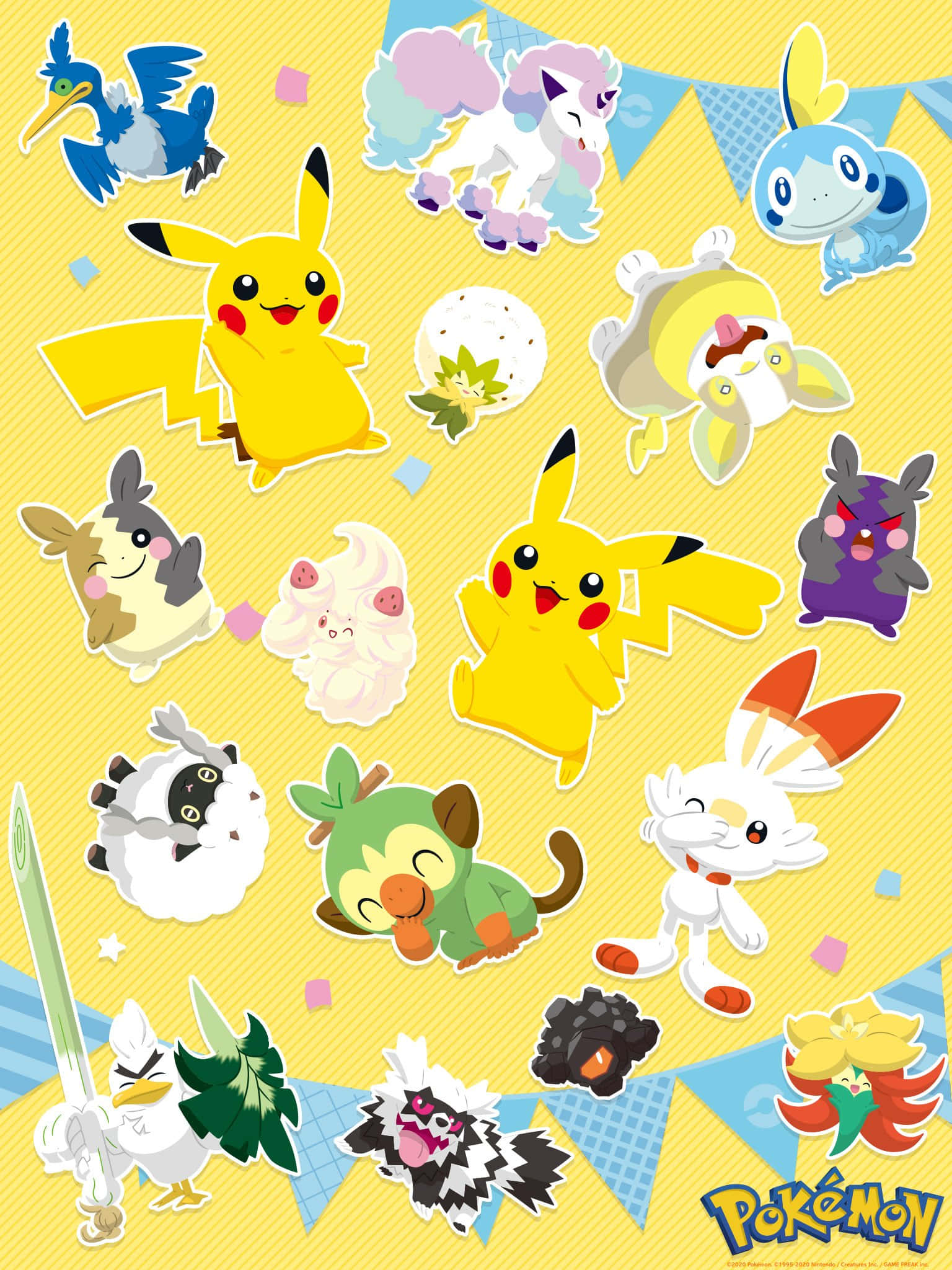 Colorful Collection of Iconic Pokemon Stickers Wallpaper