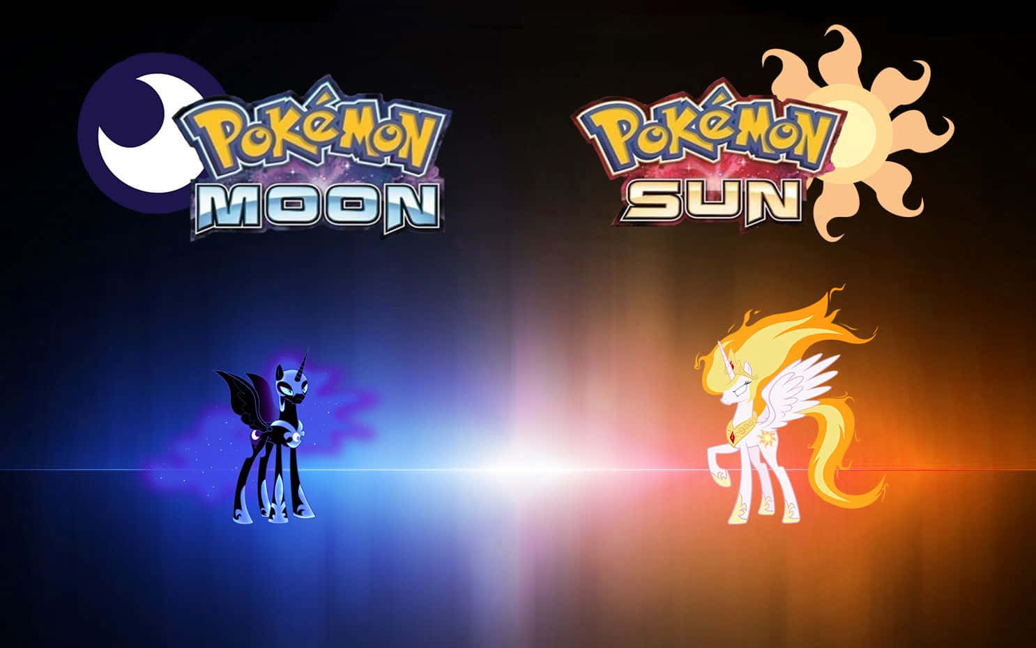 Pokémonmånens Och Solens Logotyper. Wallpaper