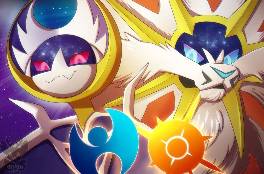Bliv en del af eventyret med Pokemon Sol og Måne Tapet Wallpaper