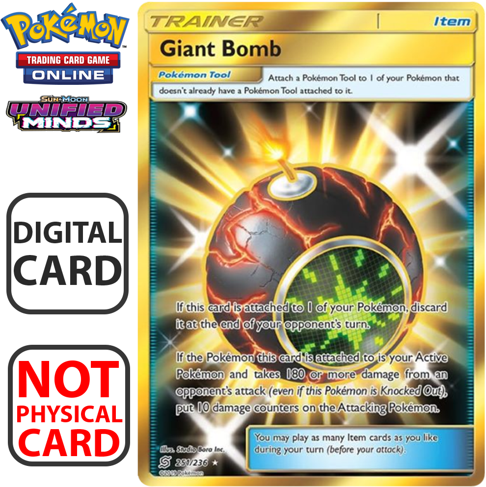 Pokemon T C G Giant Bomb Trainer Card Unified Minds PNG