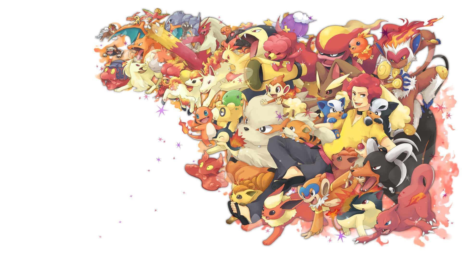 Pokemon Trainerand Eevee Evolutions Wallpaper