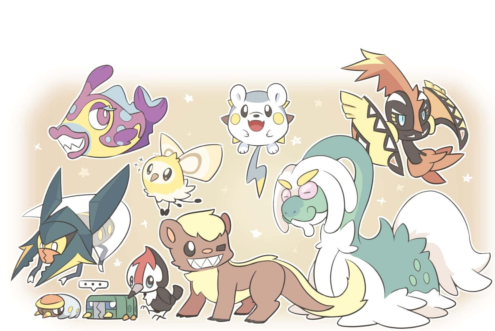 Pokémonyungoos Con Amigos Fondo de pantalla