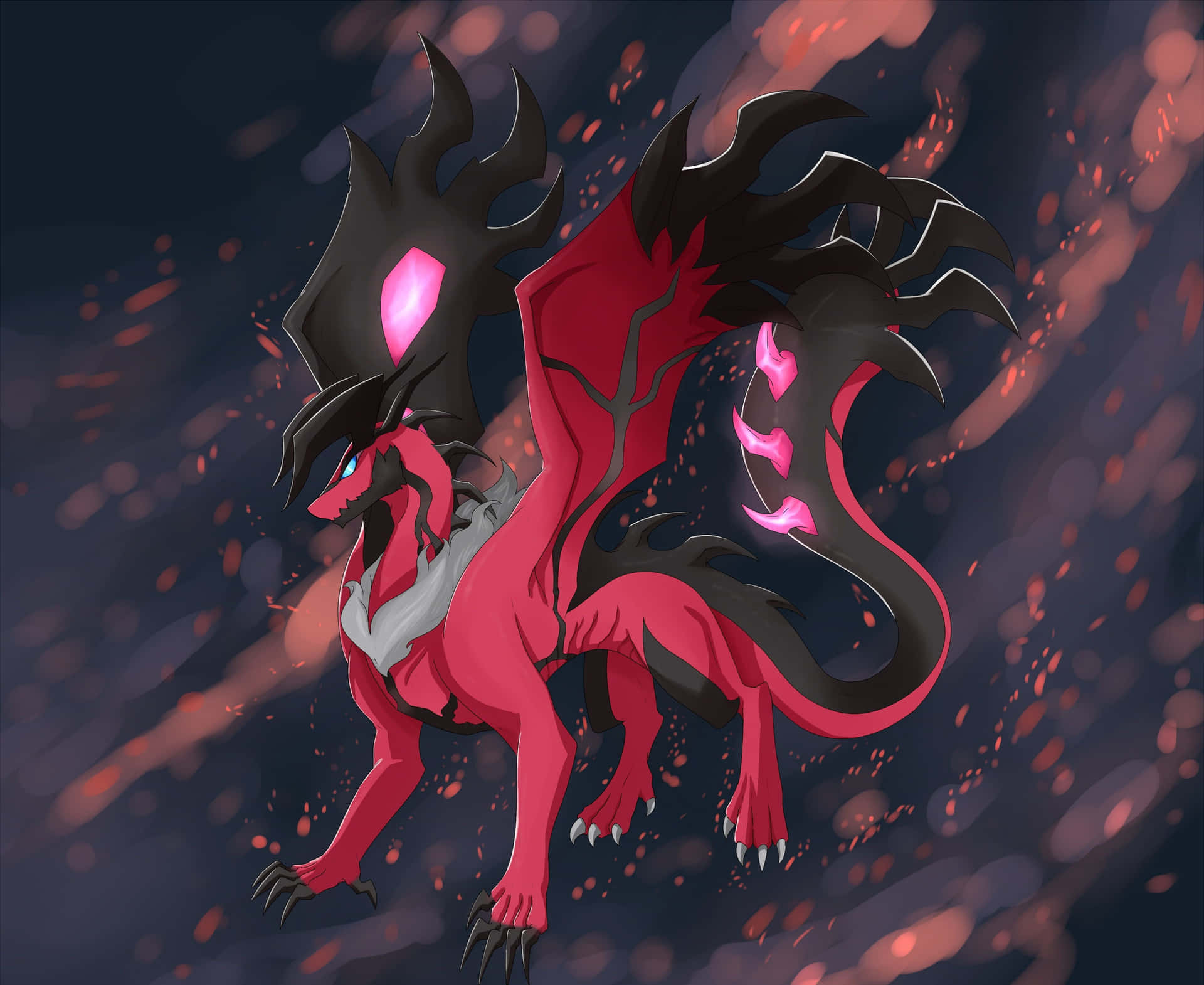Pokemon Yveltal With Abstract Background Wallpaper