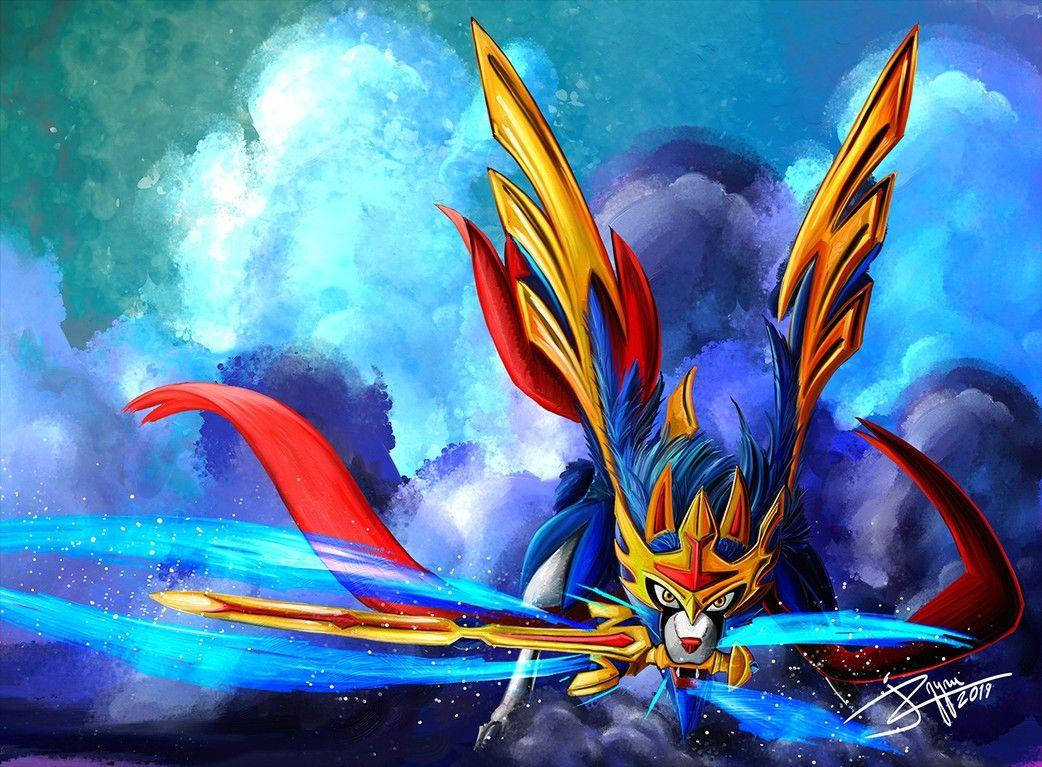 Pokemonzacian In Wolkigem Blauem Himmel Wallpaper