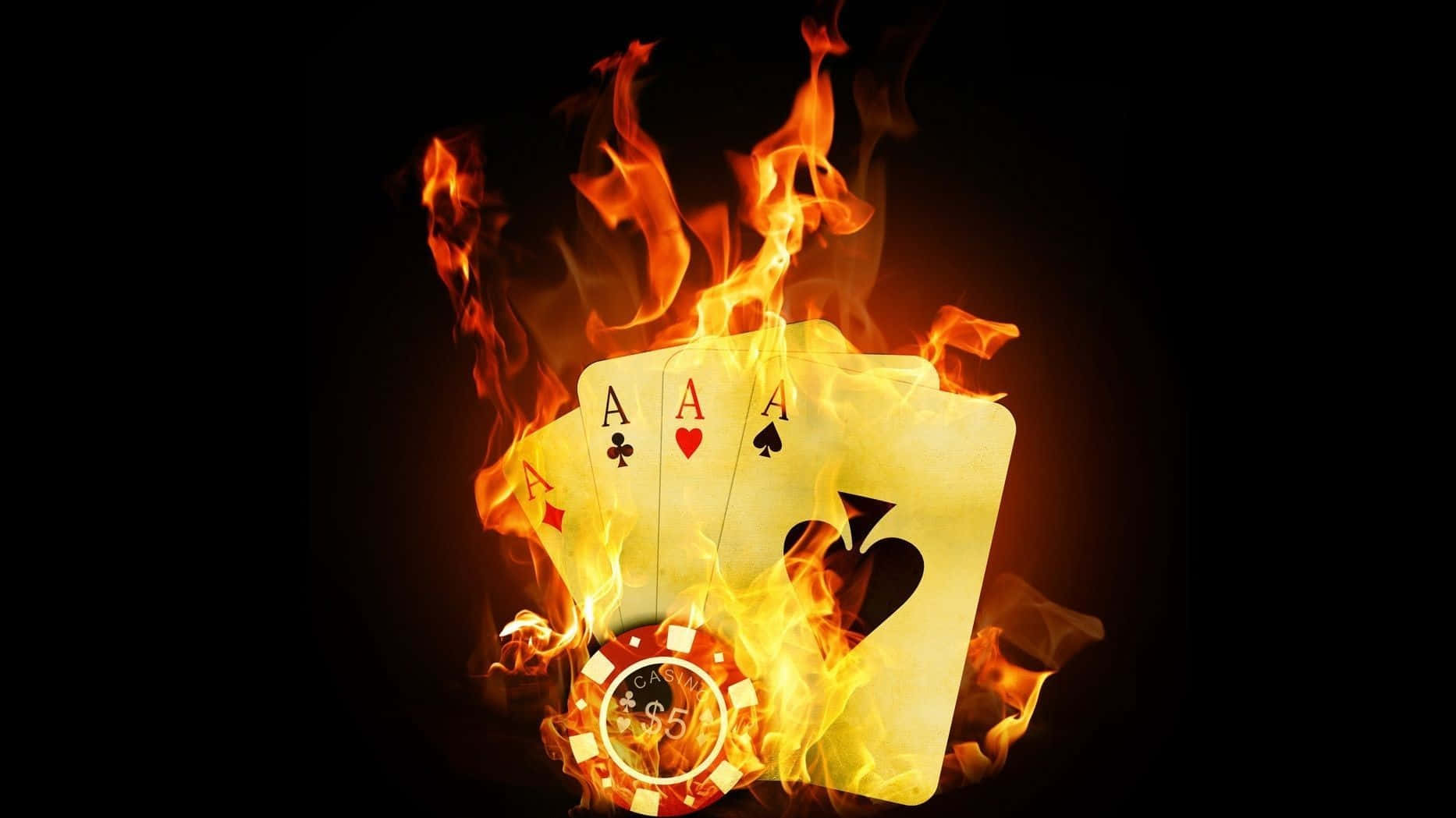 A Poker Card With A Flame On It