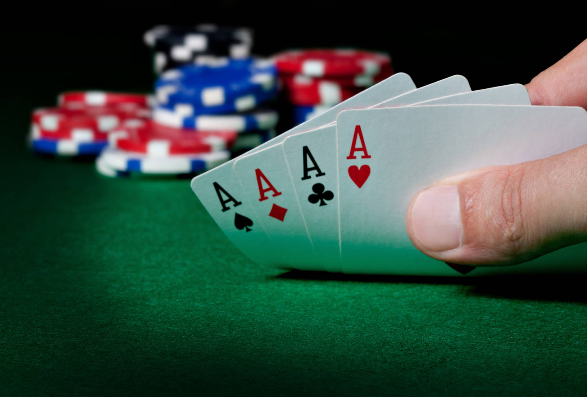 Poker Table With Ace Cards Wallpaper