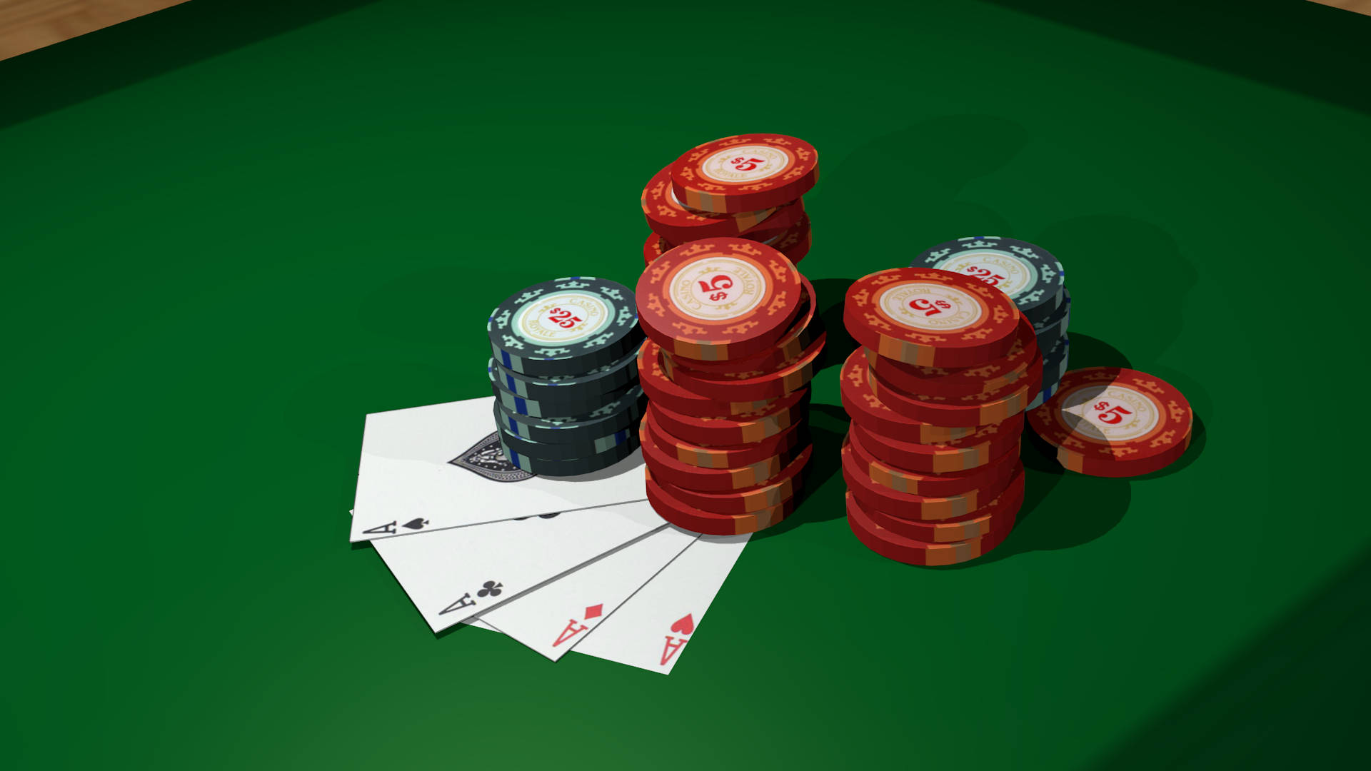 Poker Table With Casino Cheques Wallpaper