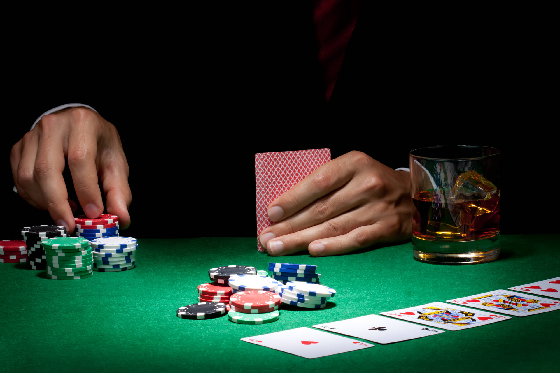 Poker Table With Liquor Wallpaper