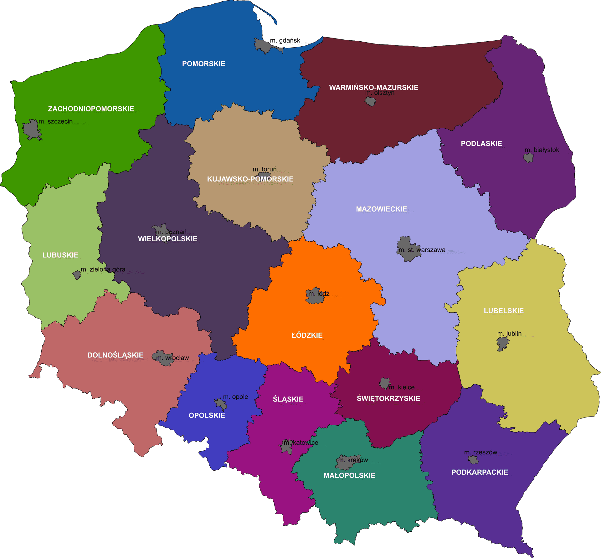 Poland Administrative Divisions Map PNG