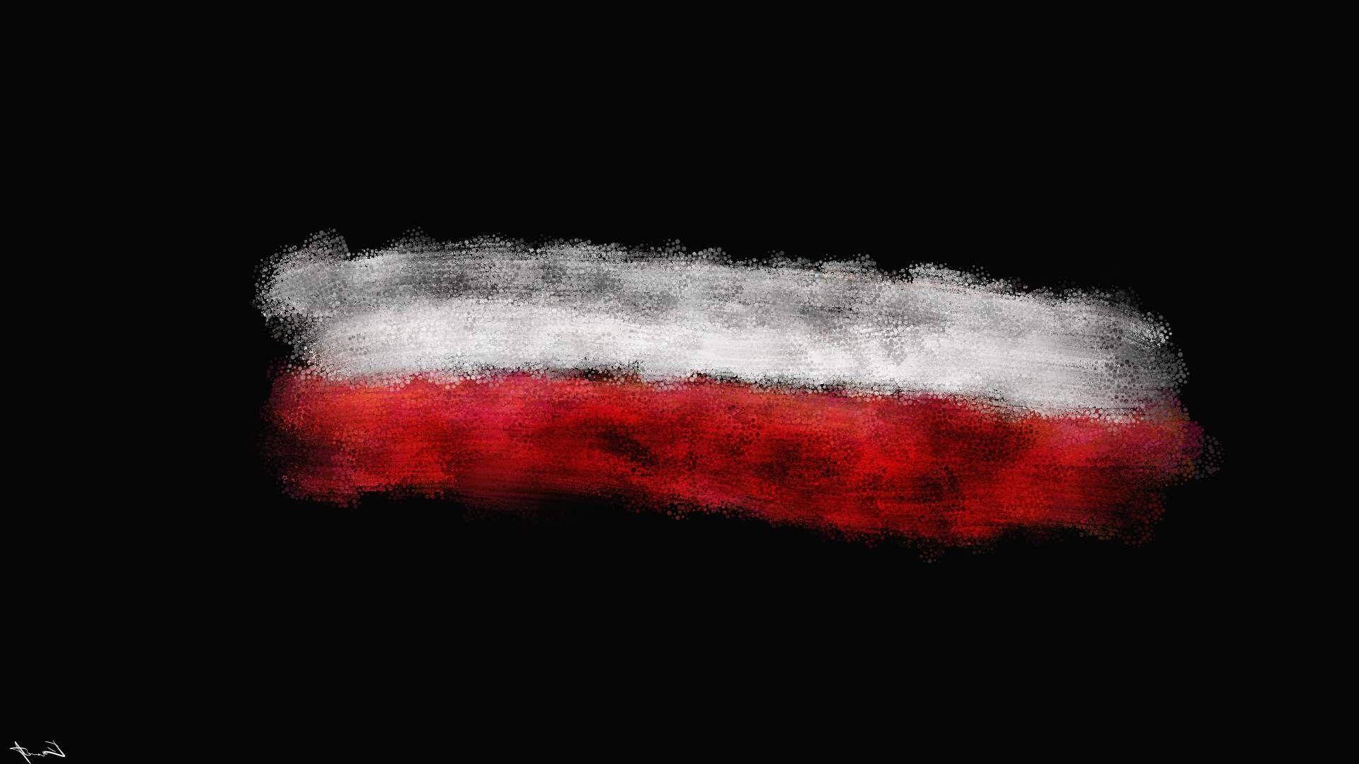 Bandeirada Polônia Em Arte Com Giz Papel de Parede