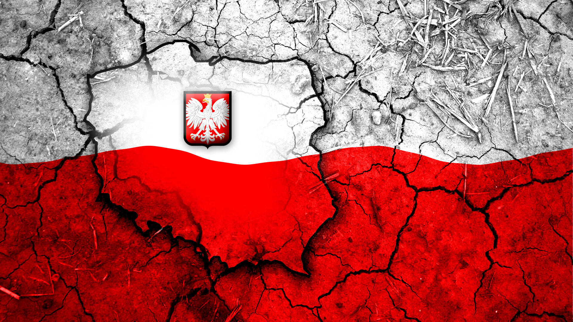 Polens flag cracked tapet Wallpaper