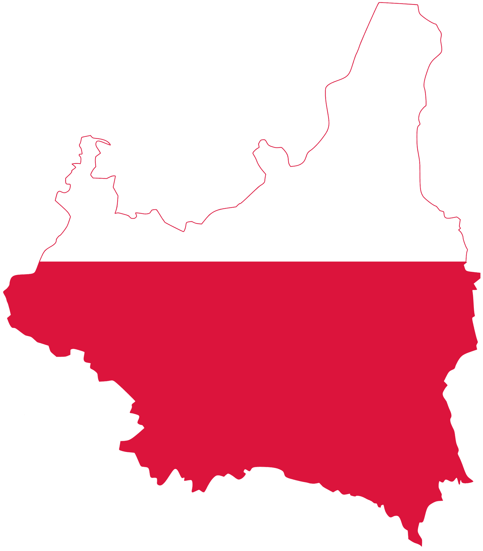 Poland Flag Map Outline PNG