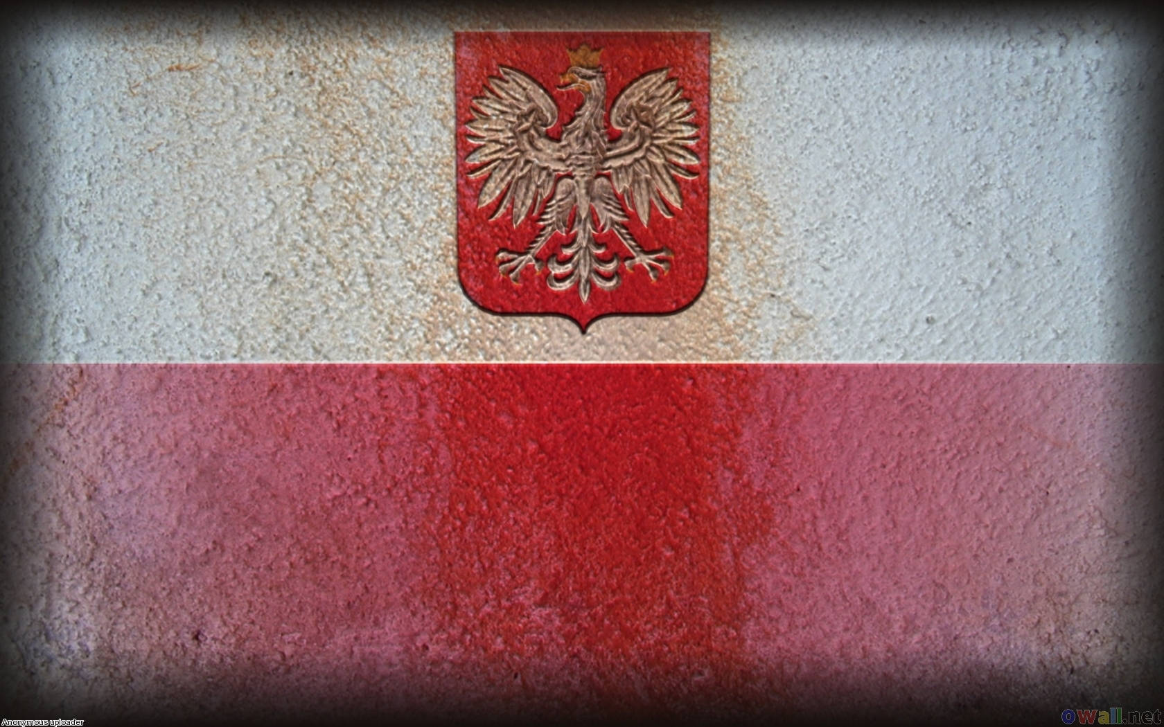 Poland Flag Stone Wall Wallpaper